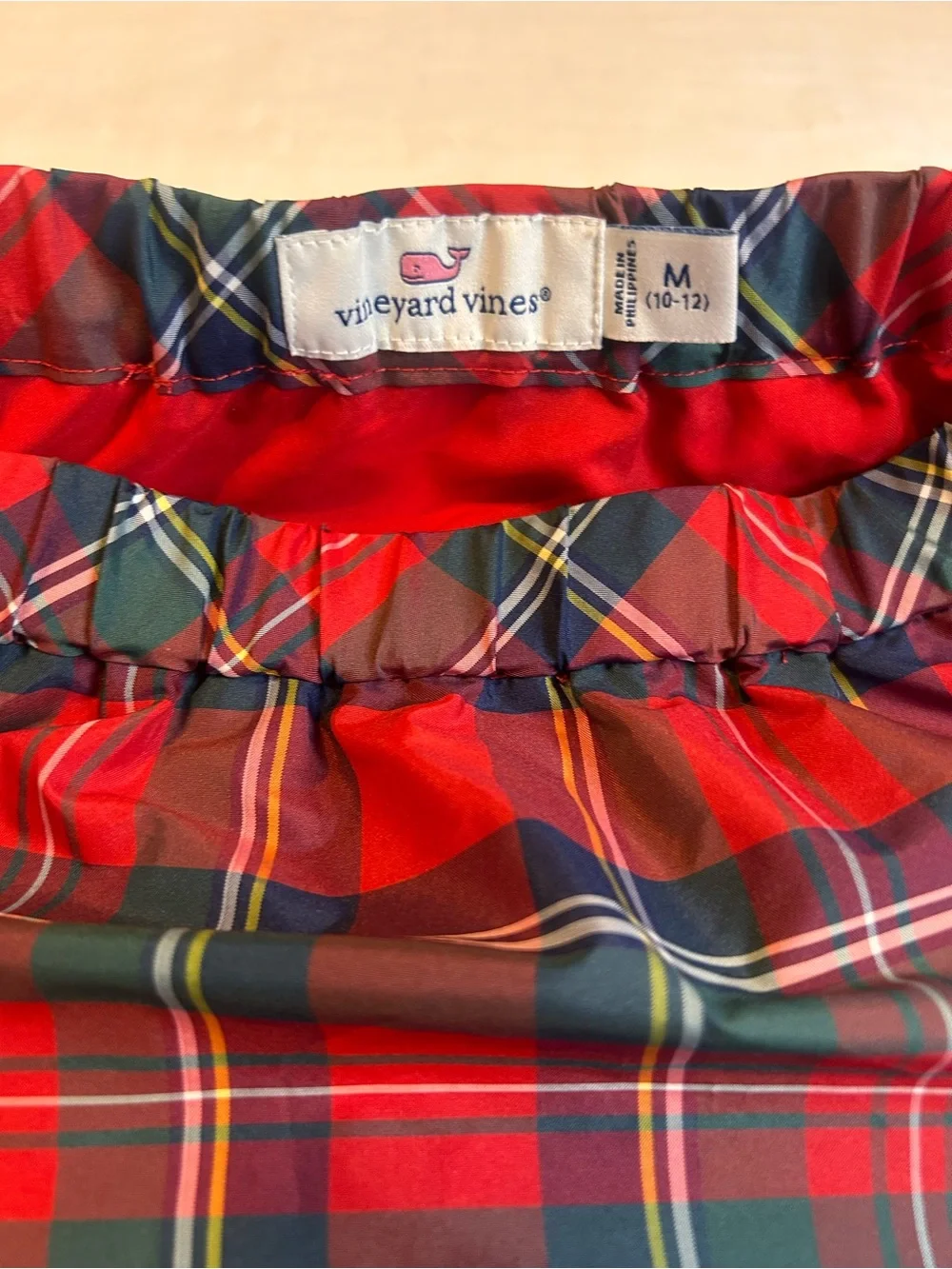 Vineyard Vines Red and Dark Green Plaid Ruffle Hem Skirt